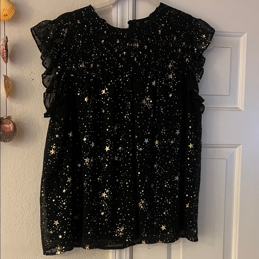 Aqua Black Starry Blouse